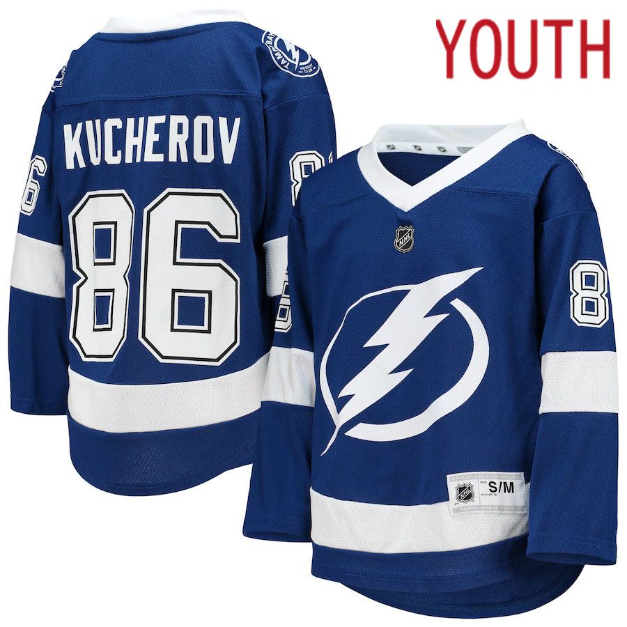 Youth Tampa Bay Lightning 86 Nikita Kucherov Blue Home Replica Player NHL Jersey
